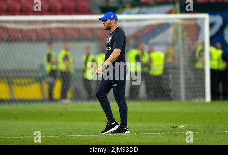 Trnava, Slowakei. 04. August 2022. Marek Papszun während des Spiels der UEFA Conference League Second Qualifying Round First Leg zwischen dem FC Spartak Trnava und Rakow Czestochowa am 4. August 2022 in Trnava, Slowakei. (Foto by PressFocus/Sipa USA)France OUT, Poland OUT Credit: SIPA USA/Alamy Live News Stockfoto