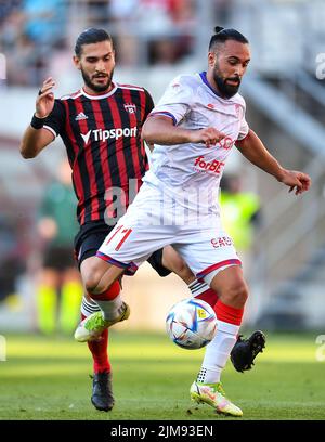 Trnava, Slowakei. 04. August 2022. IVI Lopez während des Spiels der UEFA Conference League Second Qualifying Round First Leg zwischen dem FC Spartak Trnava und Rakow Czestochowa am 4. August 2022 in Trnava, Slowakei. (Foto by PressFocus/Sipa USA)France OUT, Poland OUT Credit: SIPA USA/Alamy Live News Stockfoto