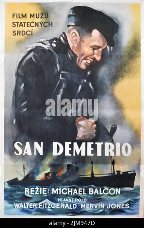 Tschechisches Plakat für SAN DEMETRIO LONDON 1943 Regisseure CHARLES FREND und ROBERT HAMER Produzent Michael Balcon Ealing Studios Stockfoto