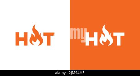 Modernes und professionelles Hot Fire Logo Text Design Stock Vektor
