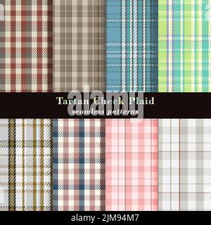 Sammlung von tollen schottischen Tartan-karierten Mustern Stock Vektor
