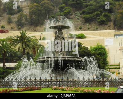 Plaza Wasserbrunnen Malaga Stockfoto