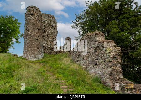 Ruinen von Snodhill Castle, in der Nähe von Hay-on-Wye, Herefordshire, England Stockfoto