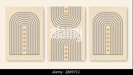 Arch and Circles Poster in minimalistischem Boho-Stil. Stock Vektor