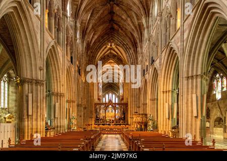 Das Kirchenschiff in Worcester Cathedral, Worcester, Worcestershire, England Stockfoto