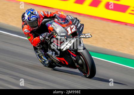 Maverick VINALES (Spanien) vom Aprilia Racing Team beim Monster Energy Grand Prix (MotoGP) 2022 auf dem Silverstone Circuit, Towcester, England, vom 5.. Bis 7.. August 2022. Foto von David Horn. Stockfoto