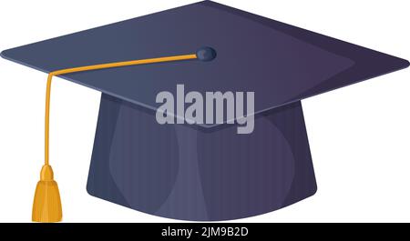 Quadratische akademische Kappe Clipart. Abitur oder Hochschulabschluss Konzept. Stock Vektor