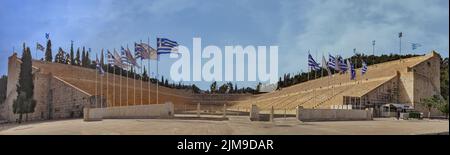 Blick auf das Panathenaic-Stadion in Athen, Griechenland Stockfoto