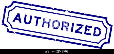 Grunge blau autorisierten Wort Gummi Stempel auf weißem Hintergrund Stock Vektor