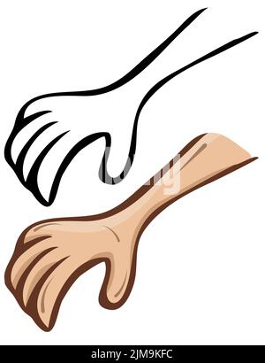 Vektorgrafik Cartoon Hand. Eine Reihe von Kontur und lackiert Stockfoto