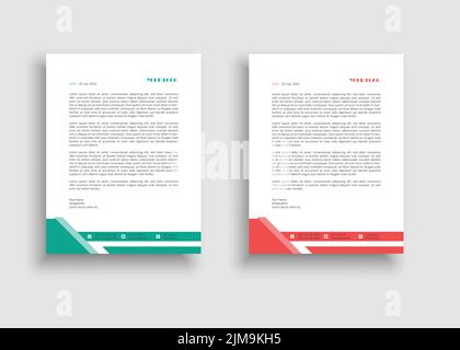 Modernes und Corporate Gradient geometrisch geformtes Briefkopfschablone Design - Rote Gradient Briefkopfschablone - Grüne Gradient Briefkopfschablone Stock Vektor