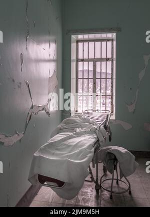 Leeres Zimmer im Trans-Allegheny Lunatic Asylum Stockfoto