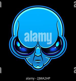 Alien Gesicht mit großen Augen. Abbildung des außerirdischen humanoiden Kopfes. Stock Vektor