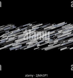 Abstrakte geometrische Geschwindigkeit Linie Multi Neon farbige Fackeln Formen und Gitter auf isolierten schwarzen Hintergrund in der Mitte Licht Spuren Stockfoto