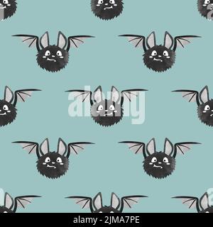 Nahtloses niedliches Fledermausmuster. Halloween Vektorgrafik. Stock Vektor