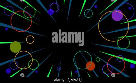 Pinkfarbene Neonlinien Kreise Blasen, geometrische Formen, virtueller Raum, ultraviolettes Licht, 80s-Stil, Abstrakter Retro-Disco-Hintergrund Stock Vektor