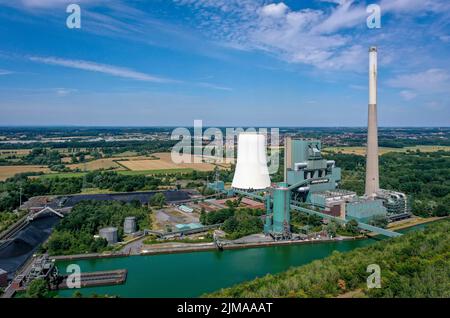 Bergkamen, Nordrhein-Westfalen, Deutschland - Steag Kraftwerk Bergkamen, Steinkohlekraftwerk. Das Kraftwerk am Datteln-Hamm-Kanal war com Stockfoto