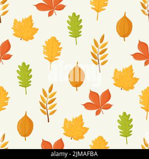 Herbst Blätter nahtloses Muster, flache Vektor-Illustration Stock Vektor