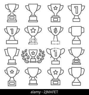 Symbol für die Linie des Champions Cup auf weißem Hintergrund Stock Vektor