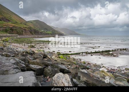 Rossbeigh - Rossbehy Sand Spit Beach (Blick nach Süden) auf der Halbinsel Iveragh in der Grafschaft Kerry, Irland Stockfoto