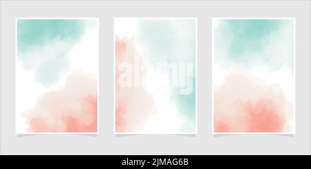 Aquarell rot grün Pastell Hintergrund. Vorlage für Einladungskarten. Farbenfrohe Backdrop-Kollektion mit Platz für Beschriftungen. Schwebender Rahmen, Kasten. Stock Vektor