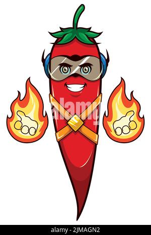 Chili Pepper Superhero Maskottchen Stock Vektor