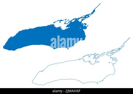 Lake Ontario (Kanada, USA, Nordamerika, USA, Great Lakes) Kartenvektordarstellung, Skizzenkarte Stock Vektor