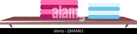 Gefaltetes Gewebe auf Regal halb flach Farbe Vektor-Objekt Stock Vektor