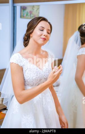 Braut für die Hochzeit am Morgen bereit Stockfoto