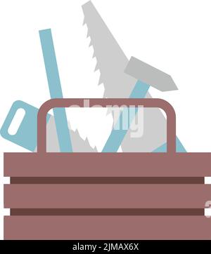 Box mit verschiedenen Werkzeugen semi-Flat Farbe Vektor-Objekt Stock Vektor