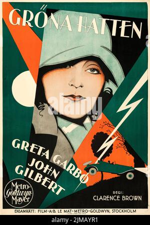 Gröna hatten - A Woman of Affairs (MGM, 1928). Schwedisch - Eric Rohman Artwork. Greta Garbo, John Gilbert. Stockfoto