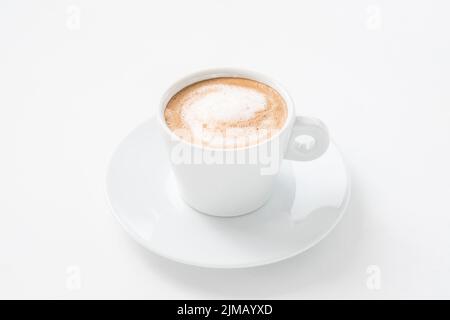 Kaffee Art Minimalismus Cappuccino Energie weiße Tasse Stockfoto