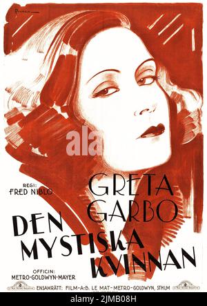 Greta Garbo - die geheimnisvolle Dame (MGM, 1928). Schwedisches Filmplakat. Eric Rohman Kunstwerk. Stockfoto