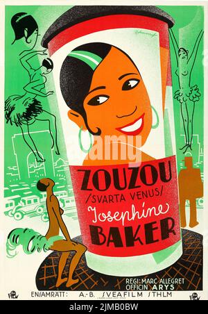 Zou-Zou - Svarta Venus - Josephine Baker (Svea Film, 1935). Schwedisches Filmplakat feat Josehine Baker. Eric Rohman-Kunstwerk Stockfoto