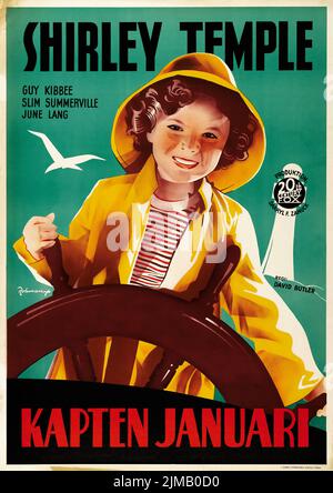 Kapten Januari - Kapitän Januar (20. Century Fox, 1936). Schwedisches Filmplakat. Regie: David Butler. Mit Shirley Temple - Eric Rohman Kunstwerk Stockfoto