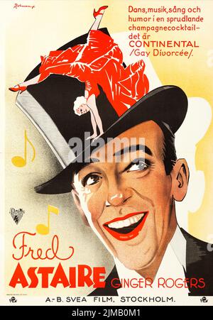 The Gay Divorcee (RKO, 1934). Fred Astaire, Ginger Rogers. Schwedisches Filmplakat. Eric Rohman-Kunstwerk Stockfoto