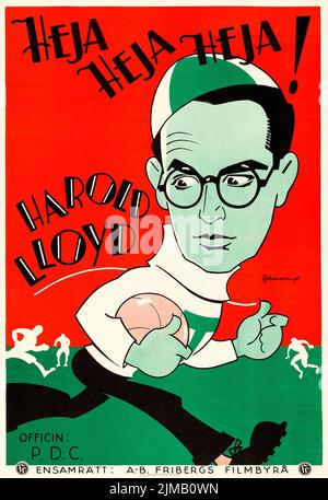 Harold Lloyd - The Freshman - Heja heja heja (Fribergs Flimbyra, 1925). Schwedisches Filmplakat. Eric Rohman-Kunstwerk. Stockfoto