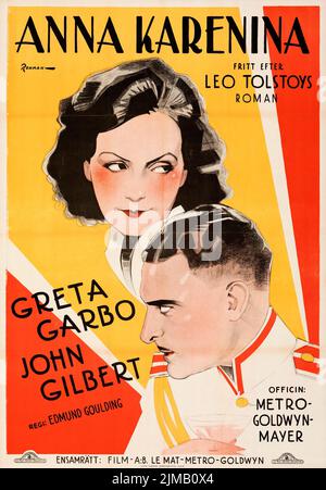 Anna Karenina - Leo Tolstoi - Love (MGM, 1928). Greta Garbo. Schwedisches Filmplakat. Eric Rohman-Kunstwerk Stockfoto