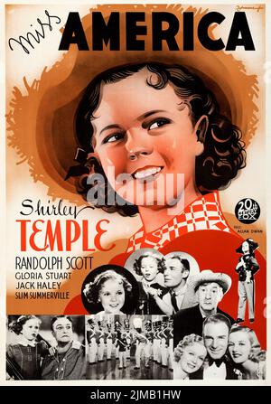 Miss America - Rebecca von Sunnybrook Farm (20. Century Fox, 1938). Schwedisches Filmplakat feat Shirley Temple. Eric Rohman-Kunstwerk Stockfoto