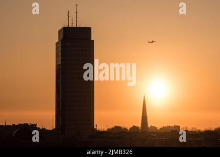 Sonnenuntergang über Warschau Stockfoto