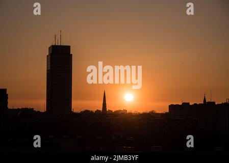 Sonnenuntergang über Warschau Stockfoto