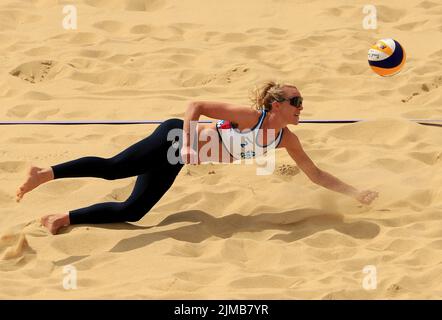 Die schottische Lynne Beattie in Aktion beim Finale des Frauenquartals zwischen Australien und Schottland in Smithfield am achten Tag der Commonwealth Games 2022 in Birmingham. Bilddatum: Freitag, 5. August 2022. Stockfoto