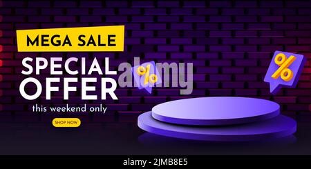 Buntes Sonderangebot Podium. Sonderangebot. Vektorgrafik Stock Vektor