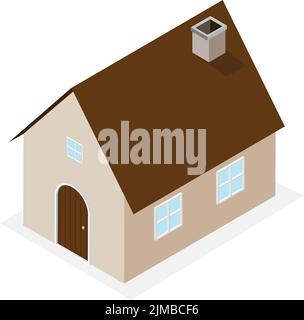 Isometrisches Haus mit isoliertem Hintergrundvektor.Classic Home 3D Vektor Stock Vektor