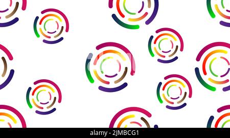 Moderner geometrischer Hintergrund. Kreisformen mit trendigen Verläufen. Bunte Kreise nahtloses Muster Stock Vektor