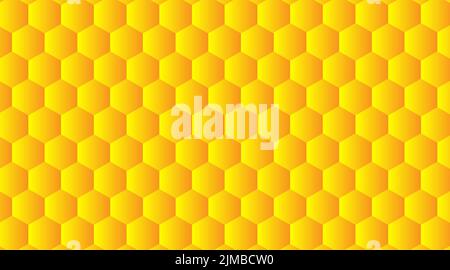 Abstraktes geprägtes Sechseck. Wabengelber Hintergrund, Licht und Schatten. Vektorgrafik. Stock Vektor