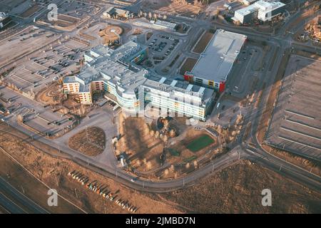 Luftbild des Calgary Childrens Hospital Stockfoto