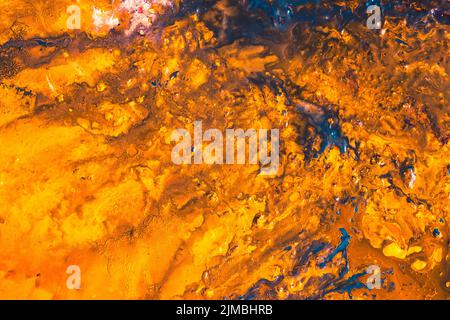 Abstrakt blau orange Farbe Hintergrund trocken Acryl Stockfoto