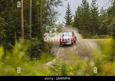 21 SUNINEN Teemu (FIN), MARKKULA Mikko (FIN), Toksport WRT, Skoda Fabia Evo, Aktion während der Rallye Finnland 2022, 8. Runde der WRC World Rally Car Championship 2022, vom 4. Bis 7. August 2022 in Jyvaskyla, Finnland - Foto: Nikos Katikis/DPPI/LiveMedia Stockfoto