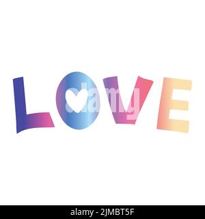 Farbenfrohe Botschaft „LIEBE“ zur Feier des „Pride Month“. Typografie der LGBTQIA+-Gleichheit. Regenbogenfarbe. Float-Vektordarstellung. Stock Vektor